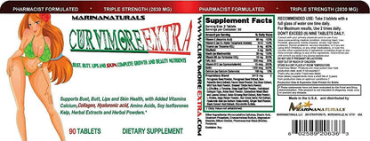 CURVIMORE Extra Natural Enhancement Tablets for Bust, Butt, Lips and Skin – 90 Count
