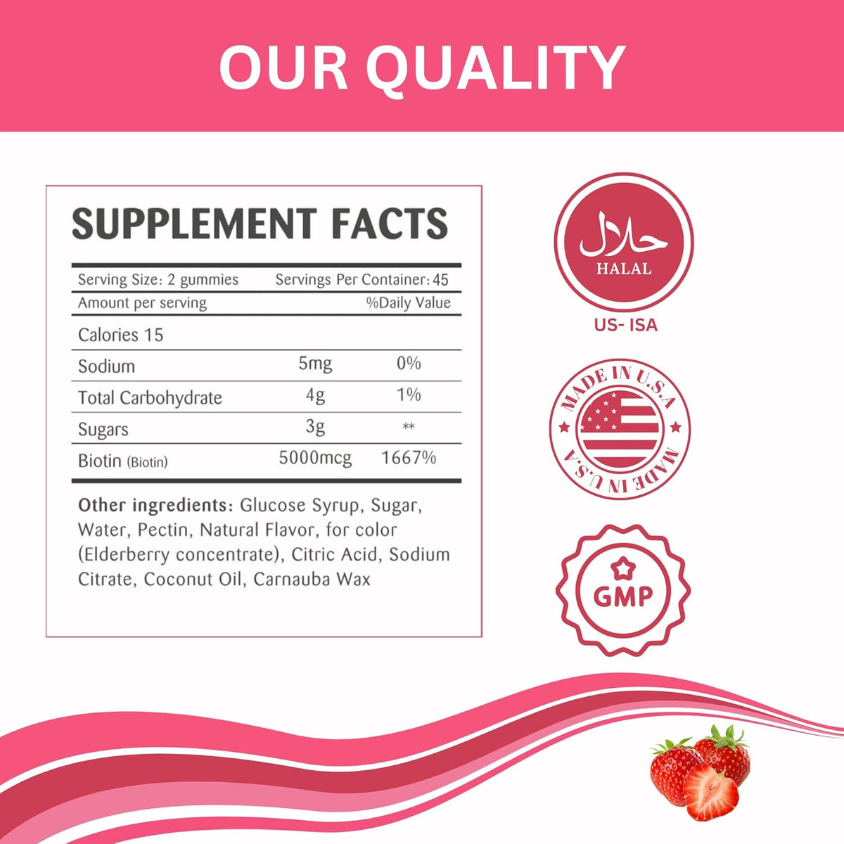 Greenfield Nutritions Halal Biotin Gummies for Hair, Skin and Nails | 5000 mcg | 90 Gummies - görsel 5
