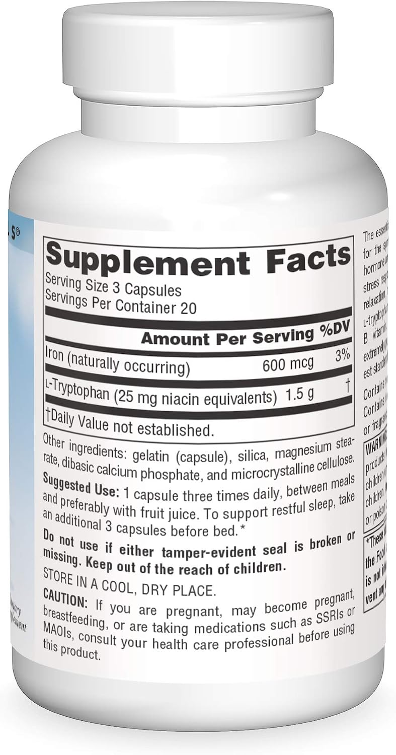 Source Naturals Serene Science L-Tryptophan 500 mg – 60 Capsules - görsel 3