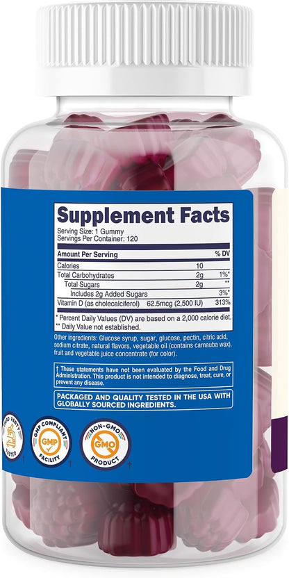 Nutricost Kids Vitamin D3 Gummies 2,500 IU (62.5 µg), 120 Gummies - Mixed Berry Flavour