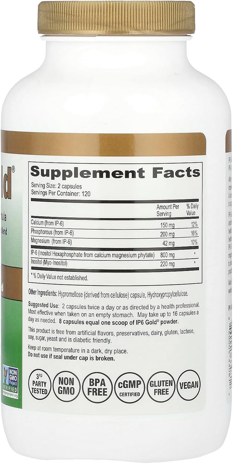 IP6 Gold Immune Support Formula with Inositol – 240 Vegetarian Capsules – Non-GMO – Made in the USA - görsel 2