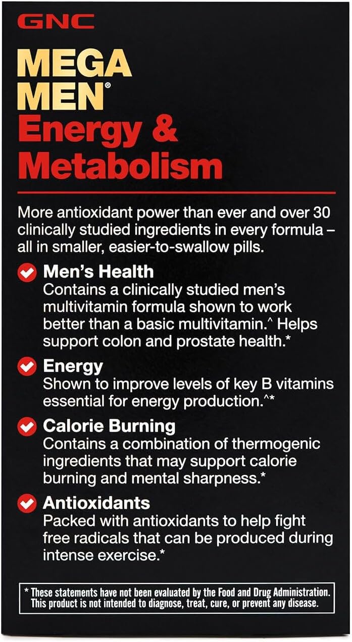 GNC Mega Men Energy & Metabolism Multivitamin, 90 Tablets - görsel 2