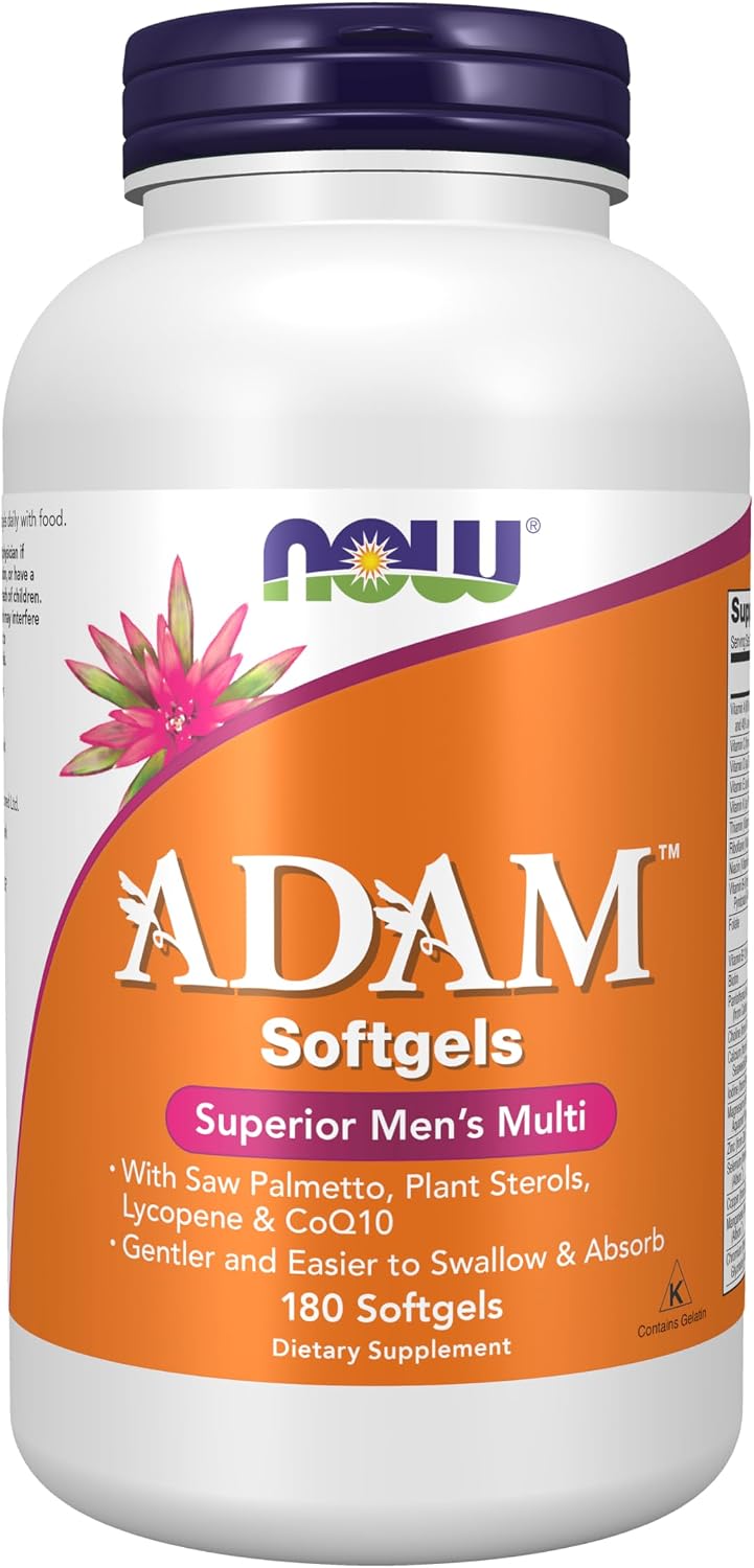 NOW Supplements, ADAM™ Men's Multivitamin with Saw Palmetto, Plant Sterols, Lycopene & CoQ10, 90 Softgels - görsel 9