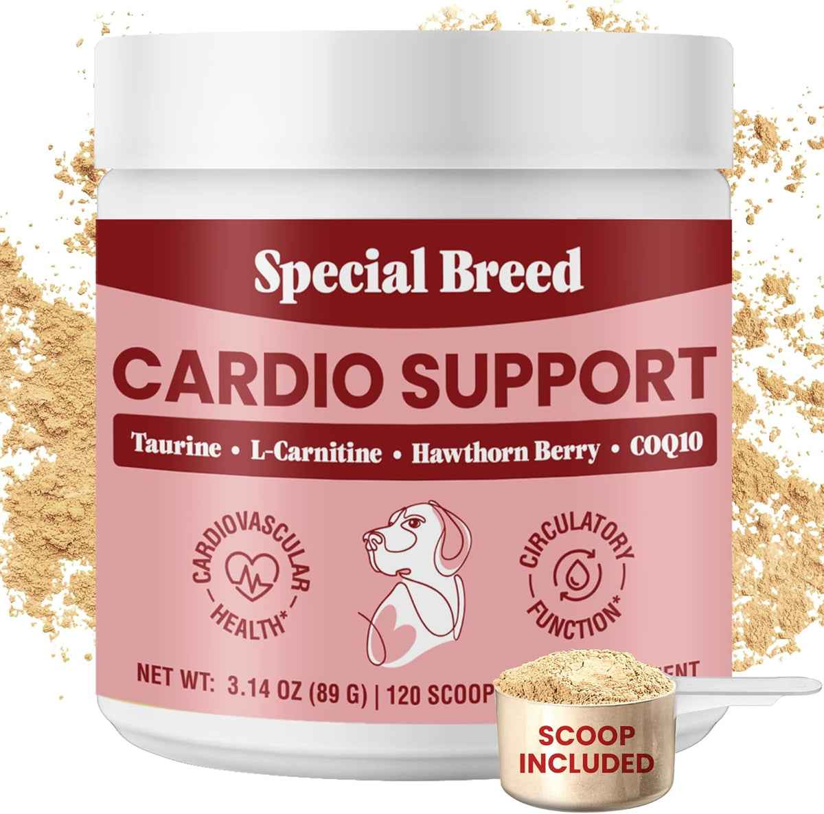 Special Breed Cardio Support for Dogs – Taurine, L-Carnitine, CoQ10 & Organic Hawthorn Berry Powder – 120 Servings - görsel 1