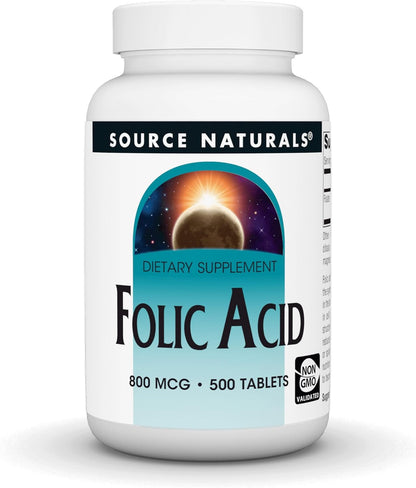 Source Naturals Folic Acid 800 mcg, 500 Tablets