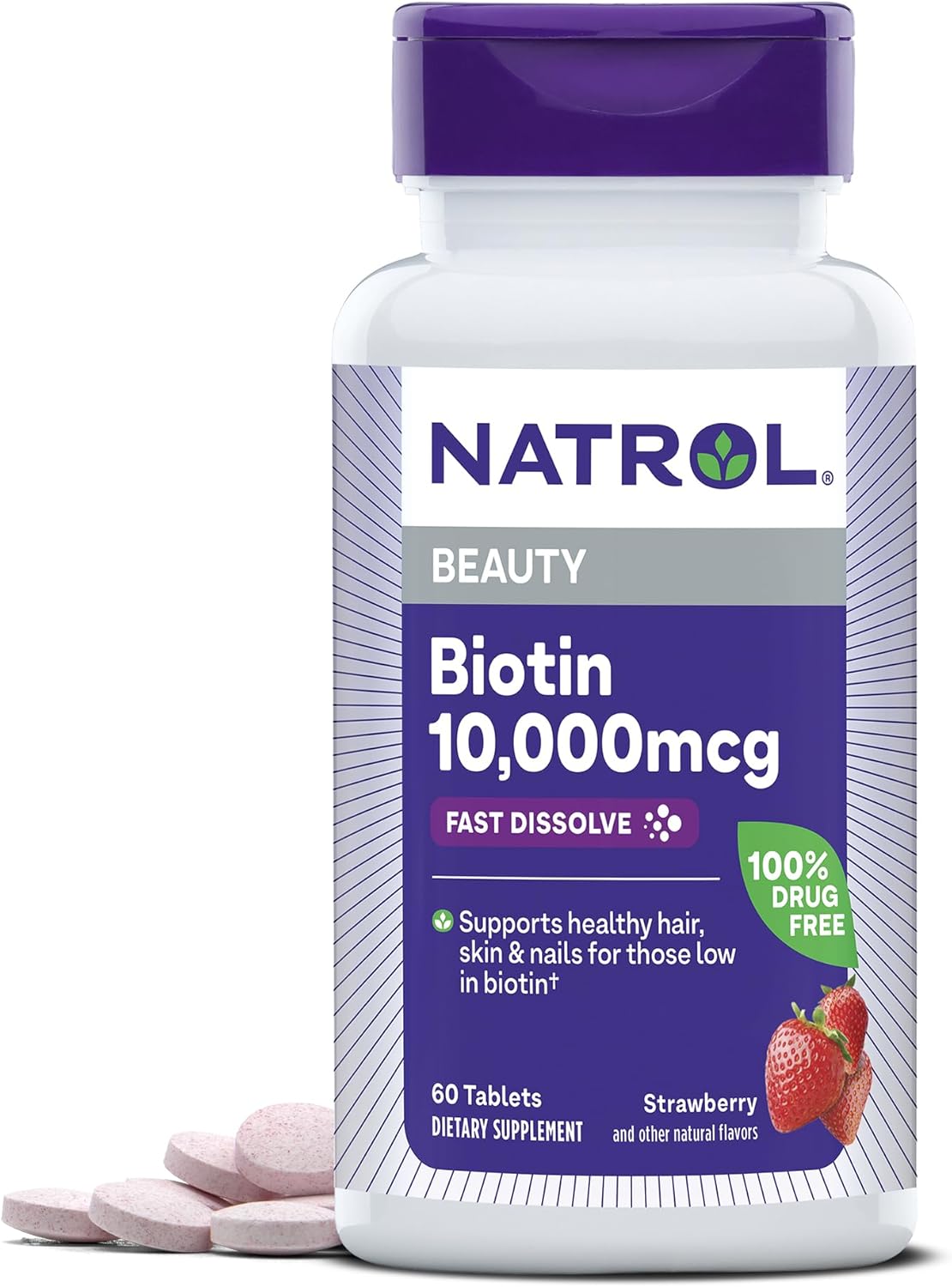Natrol Beauty Biotin 10,000mcg Vitamins for Beauty, 100 Tablets - görsel 8