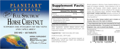 Planetary Herbals Full Spectrum Horse Chestnut, 500 mg – 60 Tablets