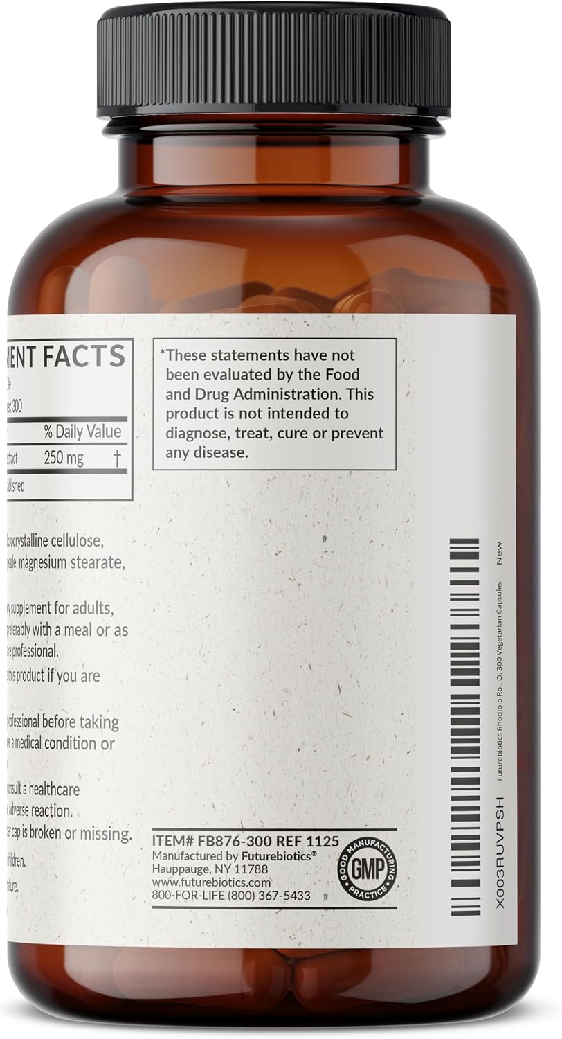 Futurebiotics Rhodiola Rosea 1000mg Adaptogenic Herb Capsules - 300 Capsules - görsel 3