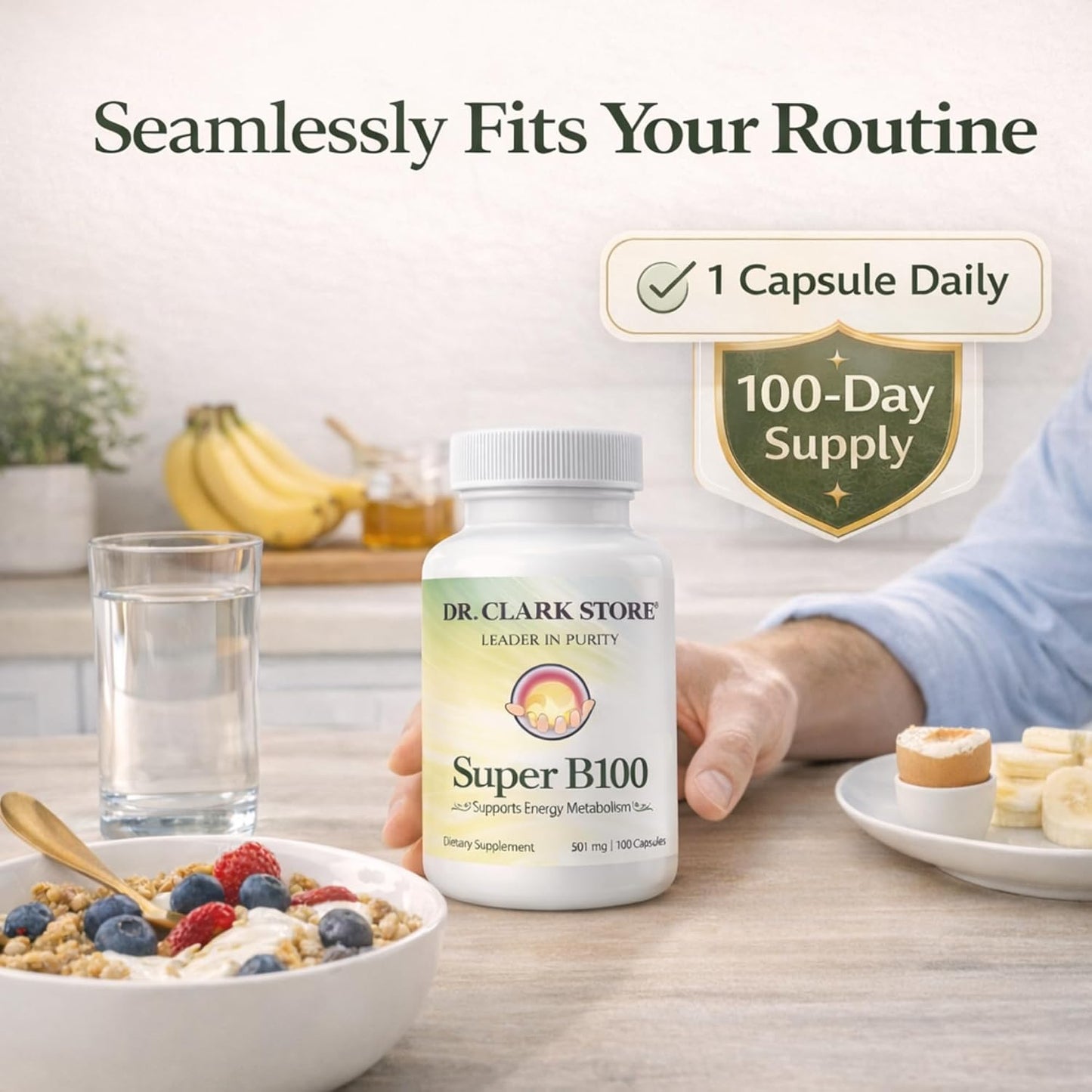 Dr Clark Store Vitamin B Complex (Super B100) - Methylcobalamin B12, 100 Gelatine Capsules - görsel 5