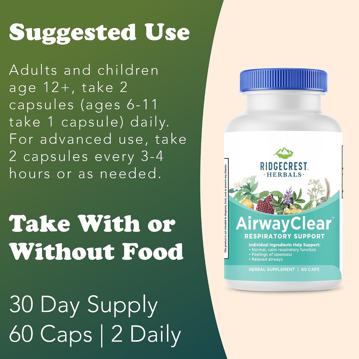 Ridgecrest Herbals AirwayClear - Lung Health & Respiratory Support Supplement (60 Vegan Capsules) - görsel 4