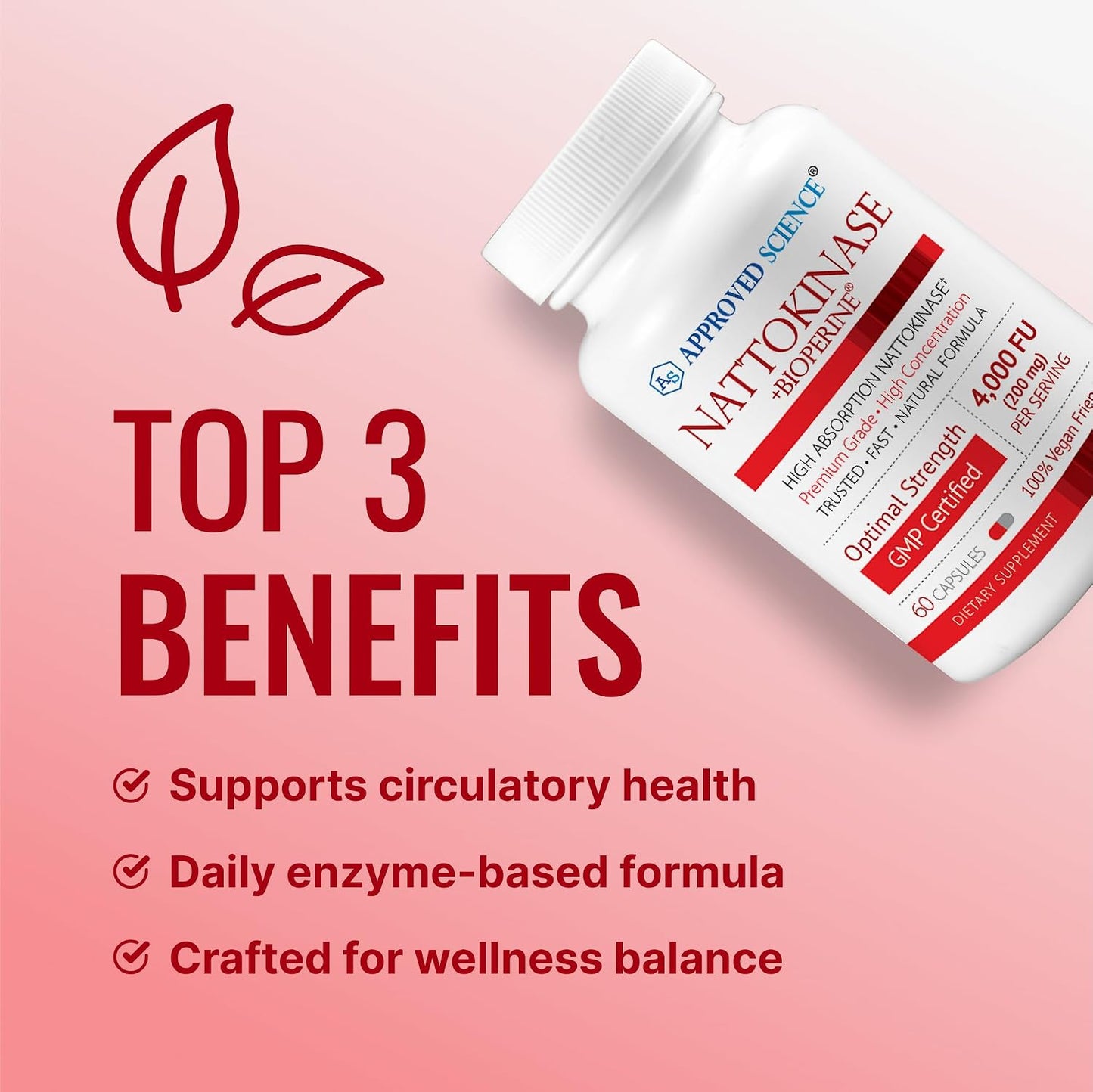 Approved Science Nattokinase - 4,000 FU - 200 mg - Free from Vitamin K2 - Contains BioPerine - One Month Supply - Vegan, Non-GMO - 360 Capsules - görsel 2