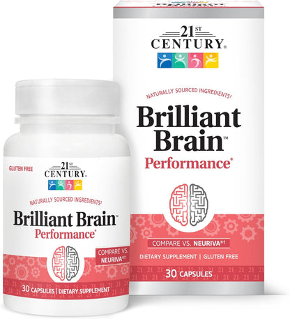 21st Century Brilliant Brain Performance Capsules - Cognitive Health Support - 30 Capsules