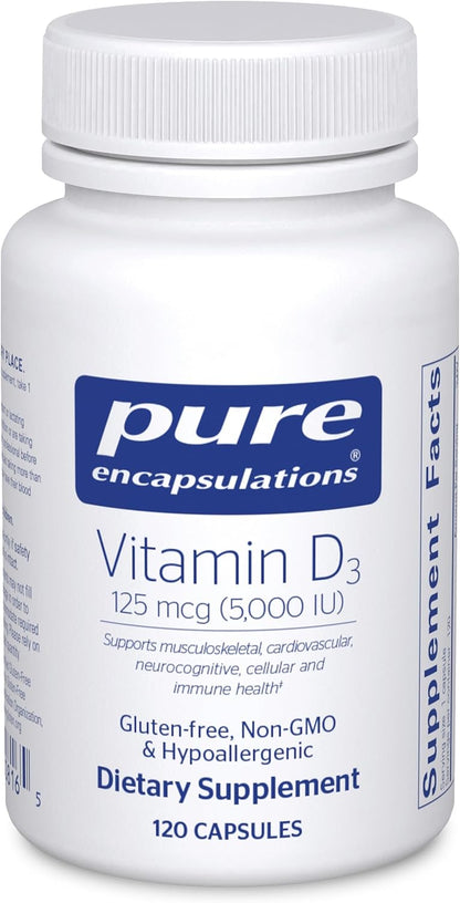 Pure Encapsulations Vitamin D3 125 mcg (5,000 IU) – 60 Capsules