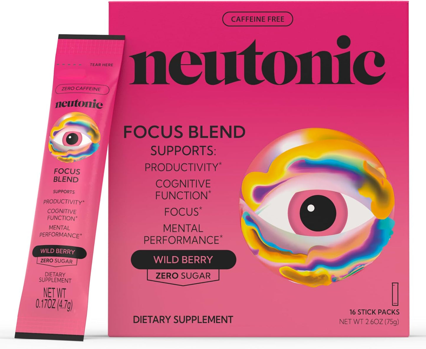 Neutonic Nootropic Focus Blend Powder – Wild Berry Flavour, 16 Sticks, Caffeine-Free, No Added Sugar - görsel 1