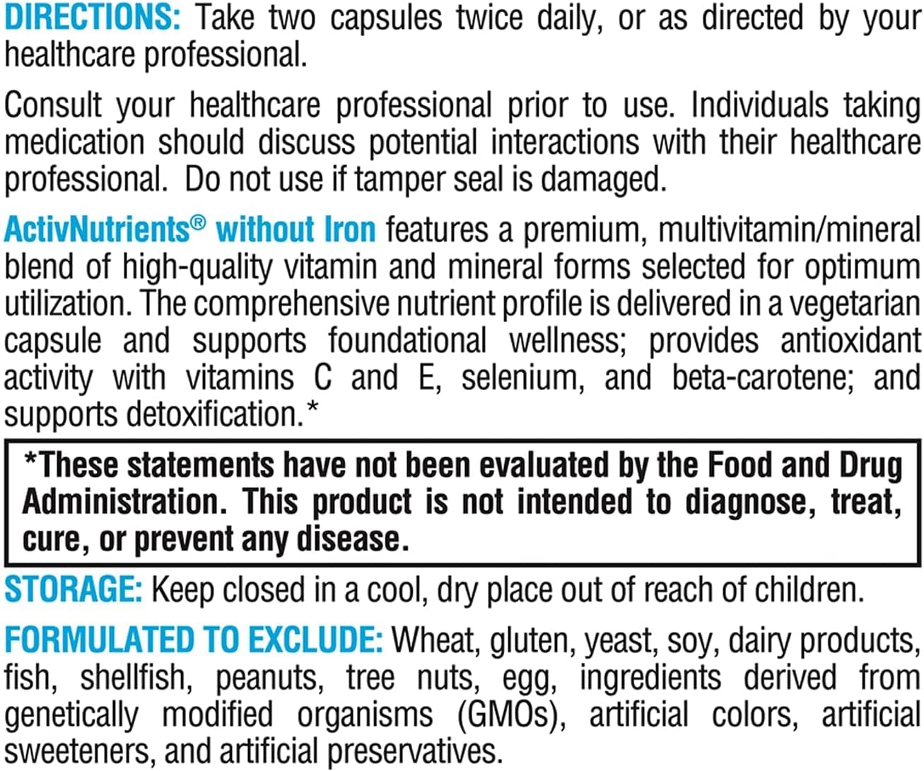 XYMOGEN ActivNutrients without Iron - No Iron Multivitamin for Wellness Support - 60 Count - görsel 5