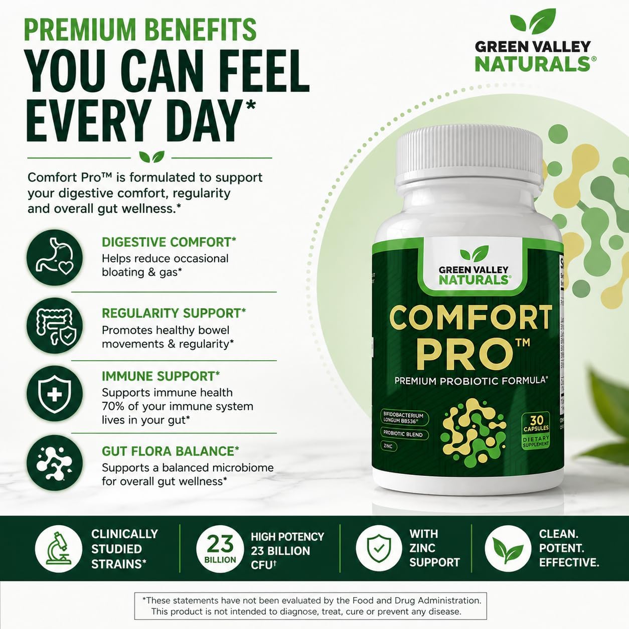 ComfortPro™ Daily Probiotics for Digestive Health | Supports Regularity & Reduces Wind | Gut Cleanse with Zinc | Non-GMO | Valley Formula - görsel 4