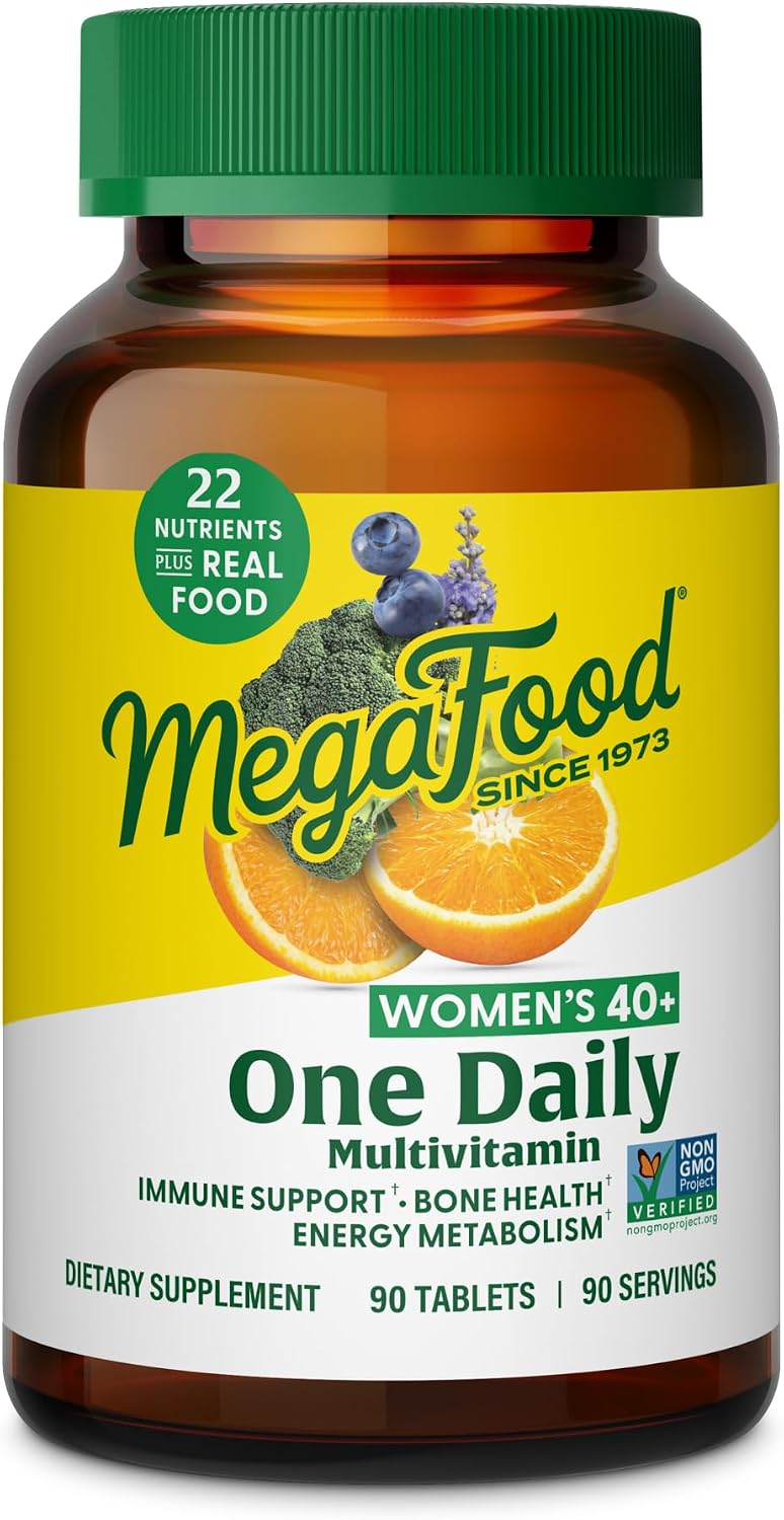 MegaFood, Women Over 40 One Daily, Daily Multivitamin and Mineral Food Supplement with Vitamins C, D, Folate, Biotin and Iron, Non-GM, Vegetarian, 90 tablets (90 servings) - görsel 1