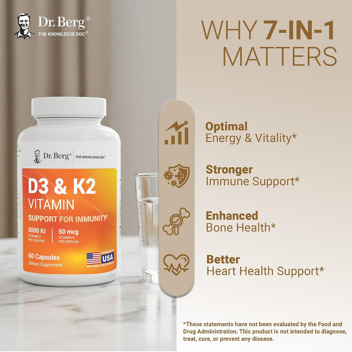 Dr. Berg Maximum Strength D3 K2 5000 IU - 60 Capsules - görsel 6