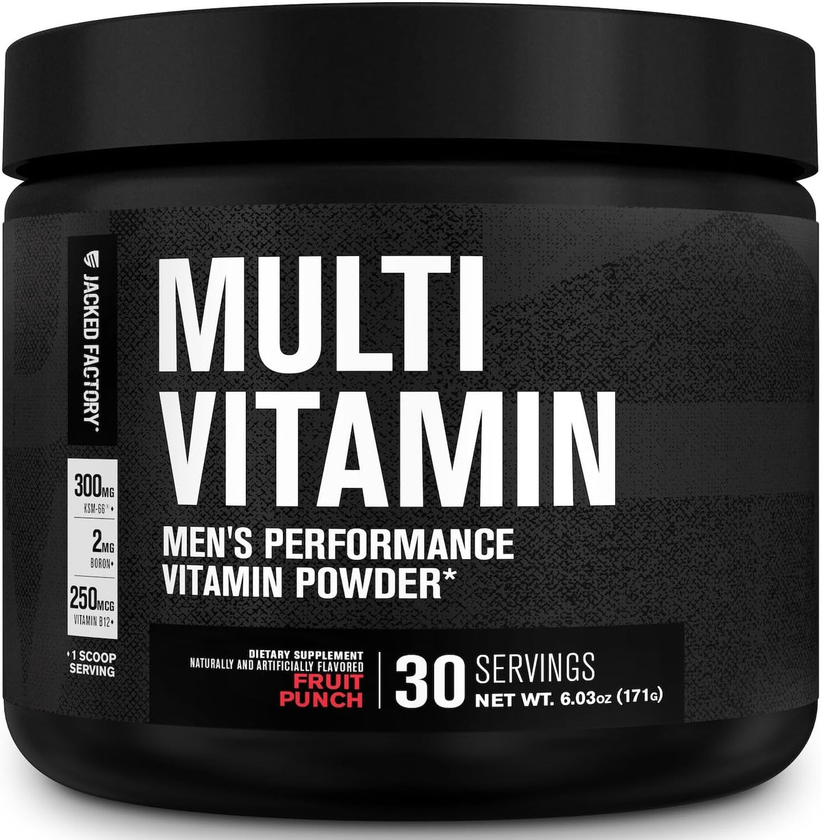 Jacked Factory Vita XT Performance Vitamin Powder - Daily Multivitamin Powder for Men with KSM-66 Ashwagandha, Prebiotic Fibre, Vitamin A, C, D, K, B6, B12, & More - Fruit Punch, 30 Servings - görsel 1