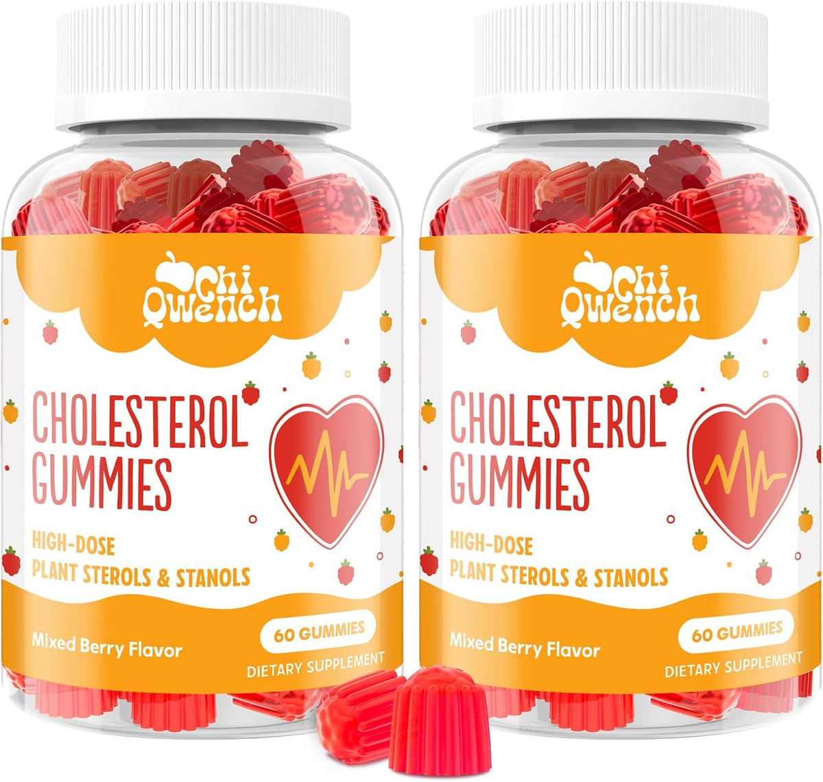 ChiQwench Cholesterol Support Gummies – 1500mg Plant Sterols & Stanols, Mixed Berry, 120 Count - görsel 1