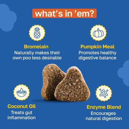 Happy Paws No Poo Chews for Dogs - Coprophagia Deterrent with Probiotics, Pumpkin & Enzymes, Beef Flavour, 100 Count