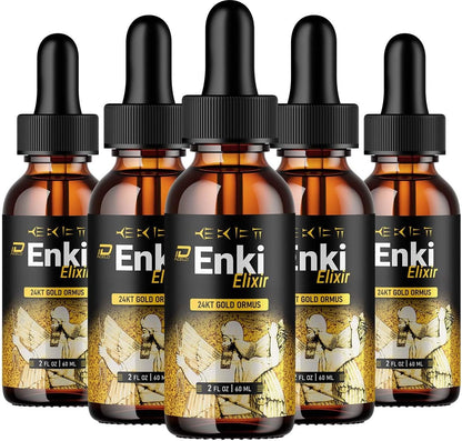 Enki Elixir Drops – Natural Herbal Liquid Food Supplement – 5 Pack (5 Month Supply)