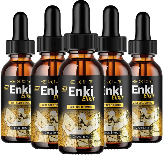 Enki Elixir Drops – Natural Herbal Liquid Food Supplement – 5 Pack (5 Month Supply)