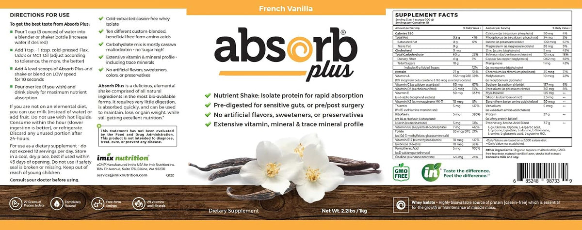 Absorb Plus Isolate Protein - French Vanilla (1 kg) - görsel 4