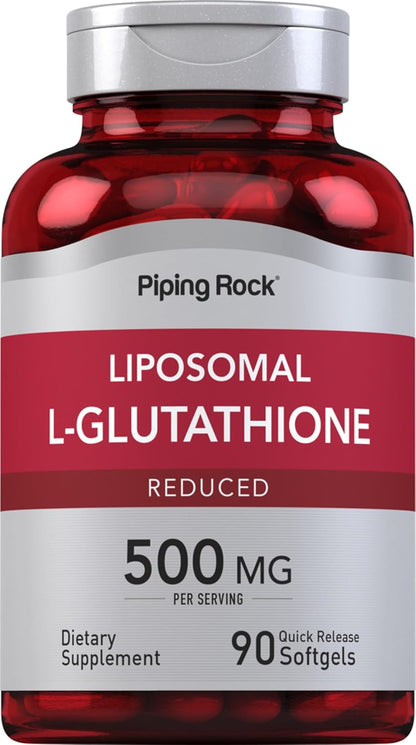 Piping Rock Liposomal Glutathione Food Supplement | 500mg | 90 Soft gel capsules | Reduced Form | Non-GM, Gluten-free