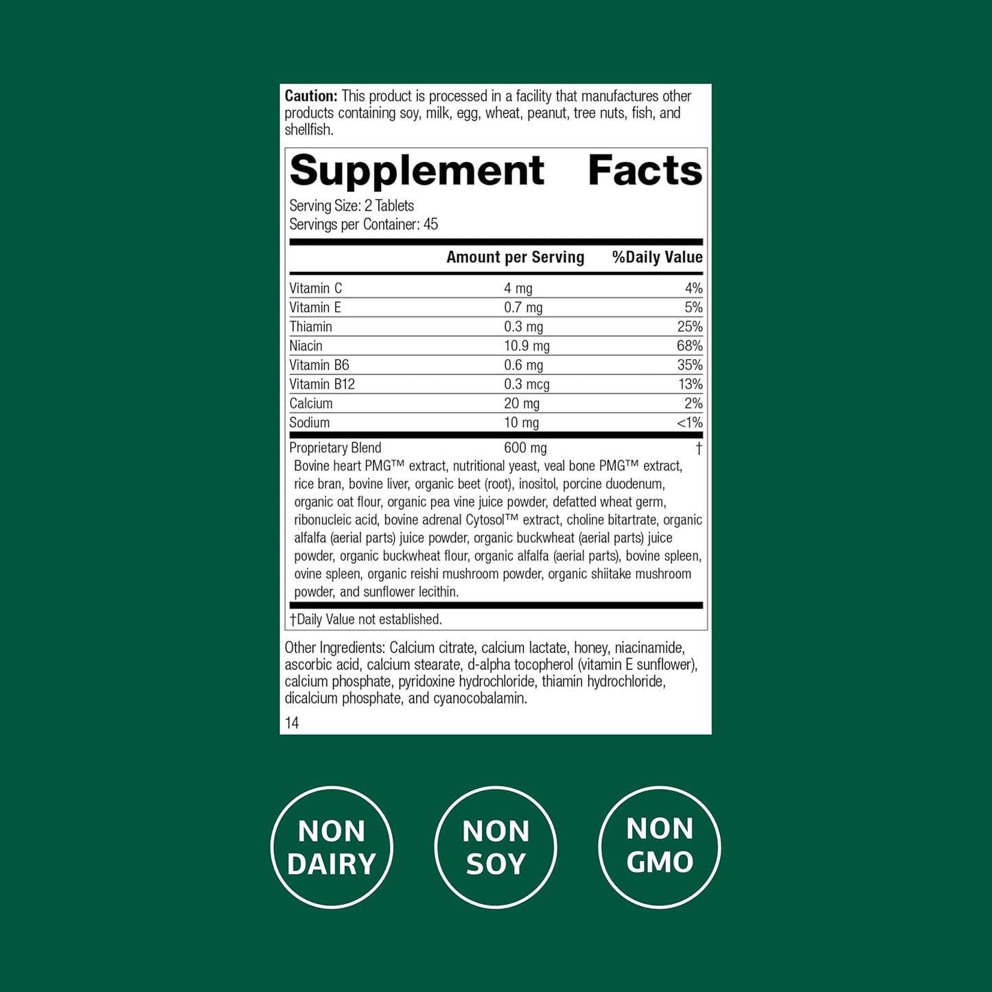 Standard Process Vasculin - Cardiovascular & Heart Health Support - 90 Tablets (45 Servings) - görsel 2