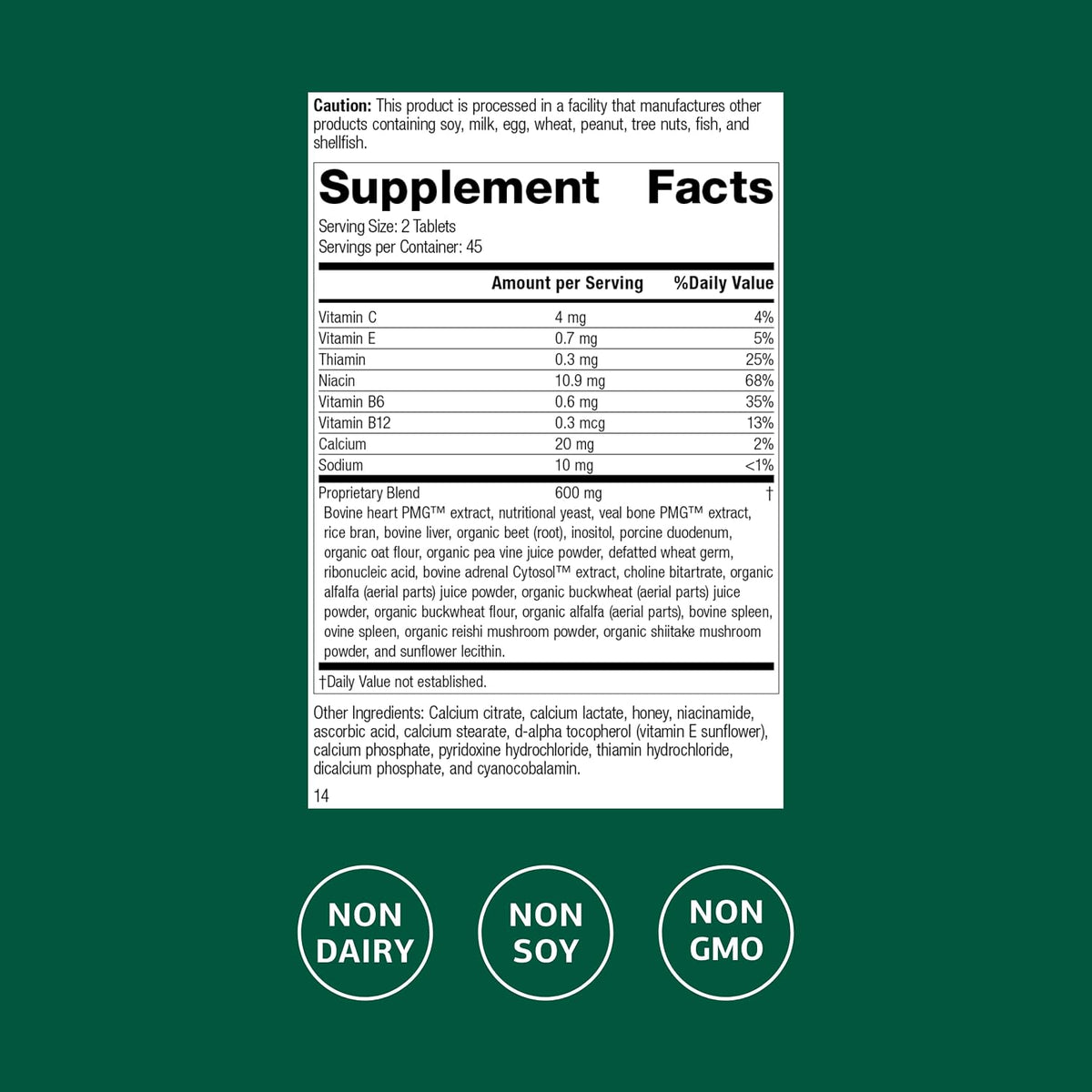 Standard Process Vasculin - Cardiovascular & Heart Health Support - 90 Tablets (45 Servings) - görsel 2