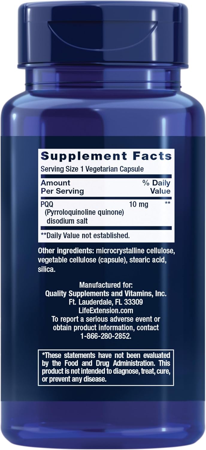 Life Extension PQQ Caps 10 mg – Mitochondrial Energy Support – 60 Vegetarian Capsules - görsel 2