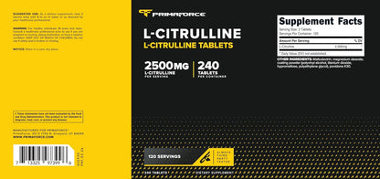 Primaforce L-Citrulline 2,500mg, 240 Tablets, 120 Servings