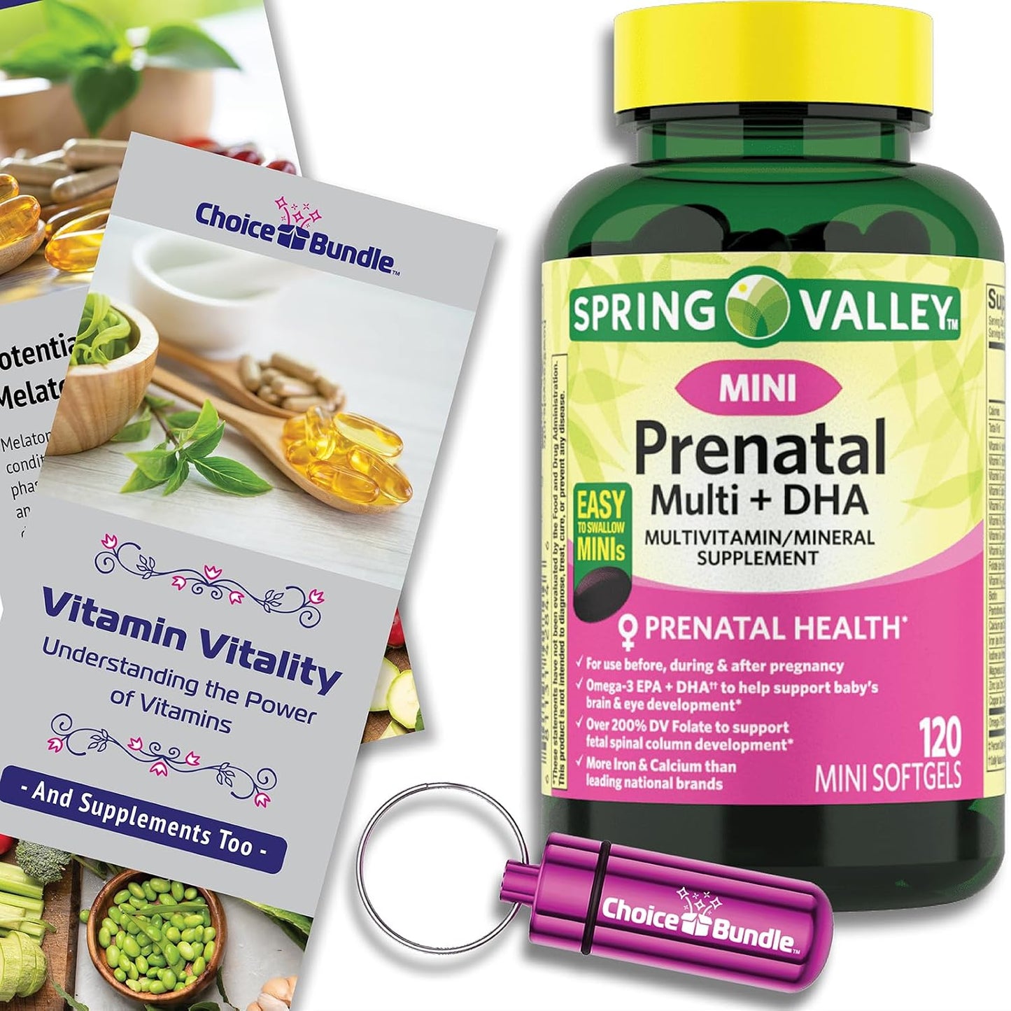 Spring Valley Prenatal Multi + DHA Complete Multivitamin Food Supplement – 2 Bottles of 120 Mini Soft gel capsules with Bonus Guide & Pill Container - görsel 9