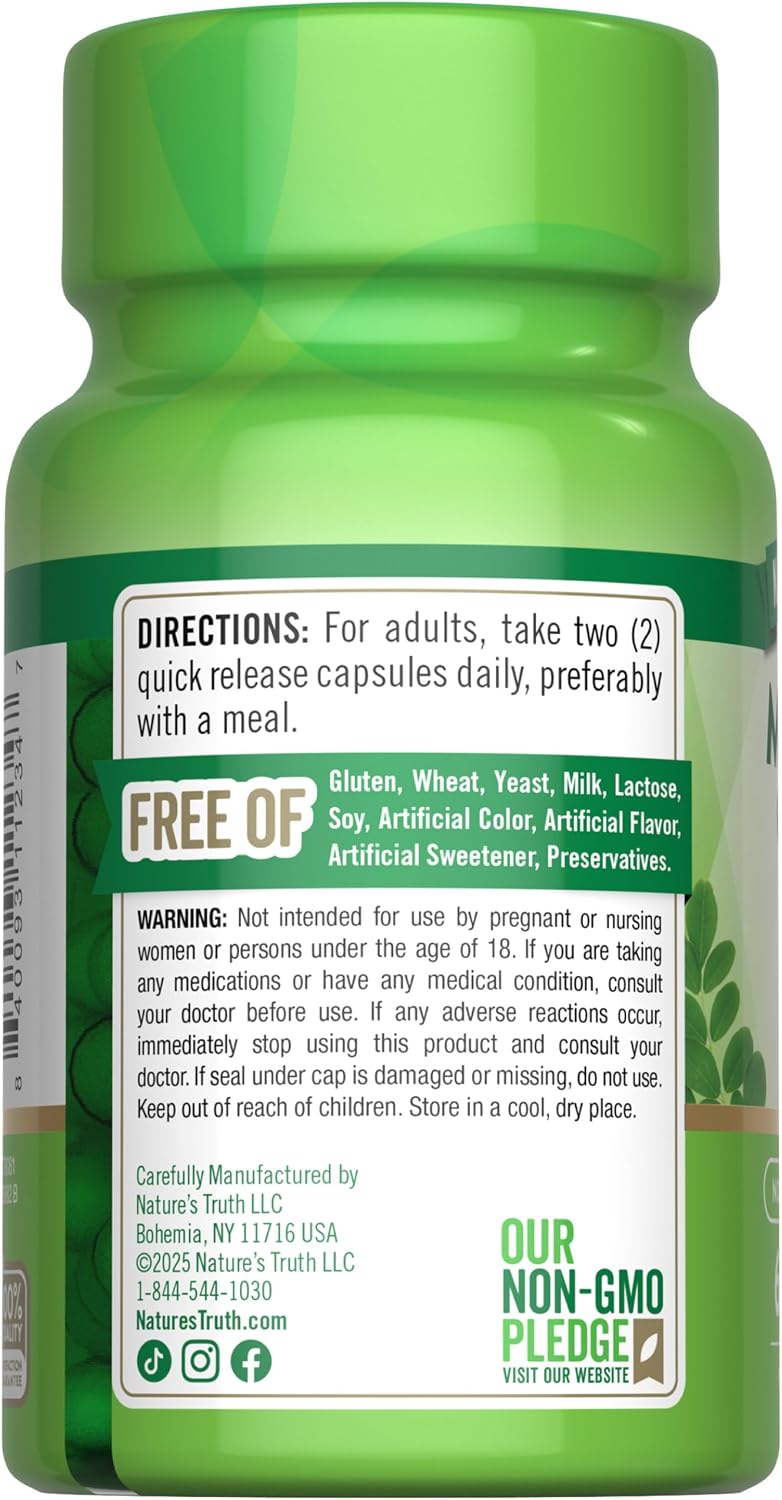 Nature's Truth Moringa Oleifera Capsules - Non-GMO, Gluten-free - görsel 6