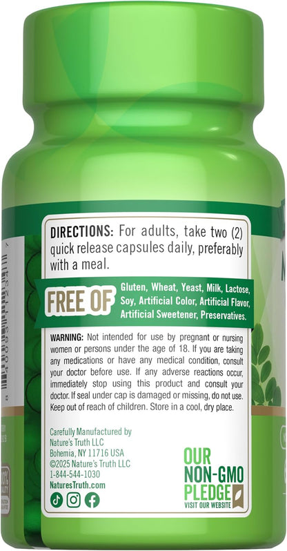 Nature's Truth Moringa Oleifera Capsules - Non-GMO, Gluten-free