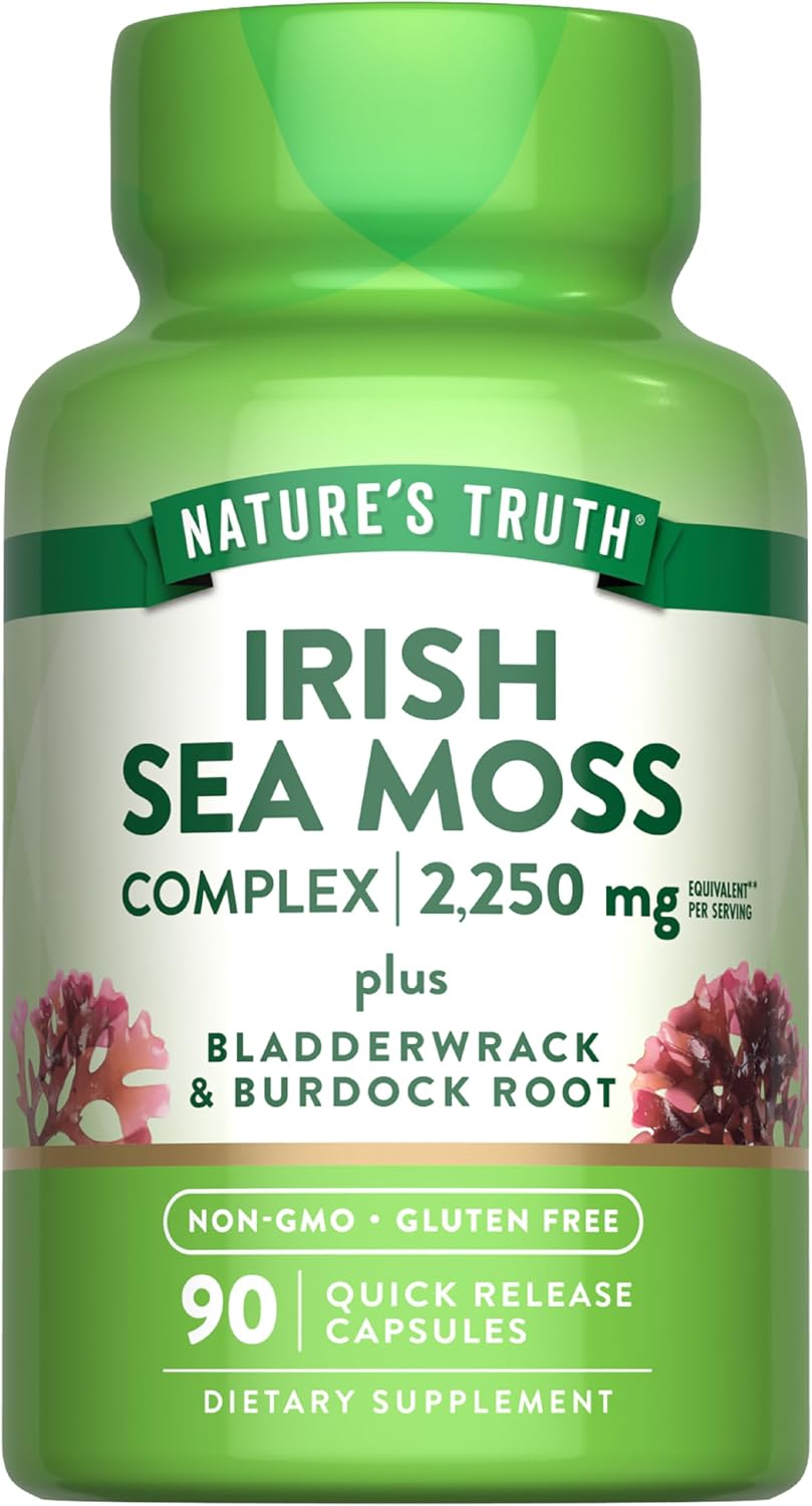 Nature's Truth Irish Sea Moss Capsules | 90 Count | Complex Formula with Bladderwrack & Burdock Root - görsel 1