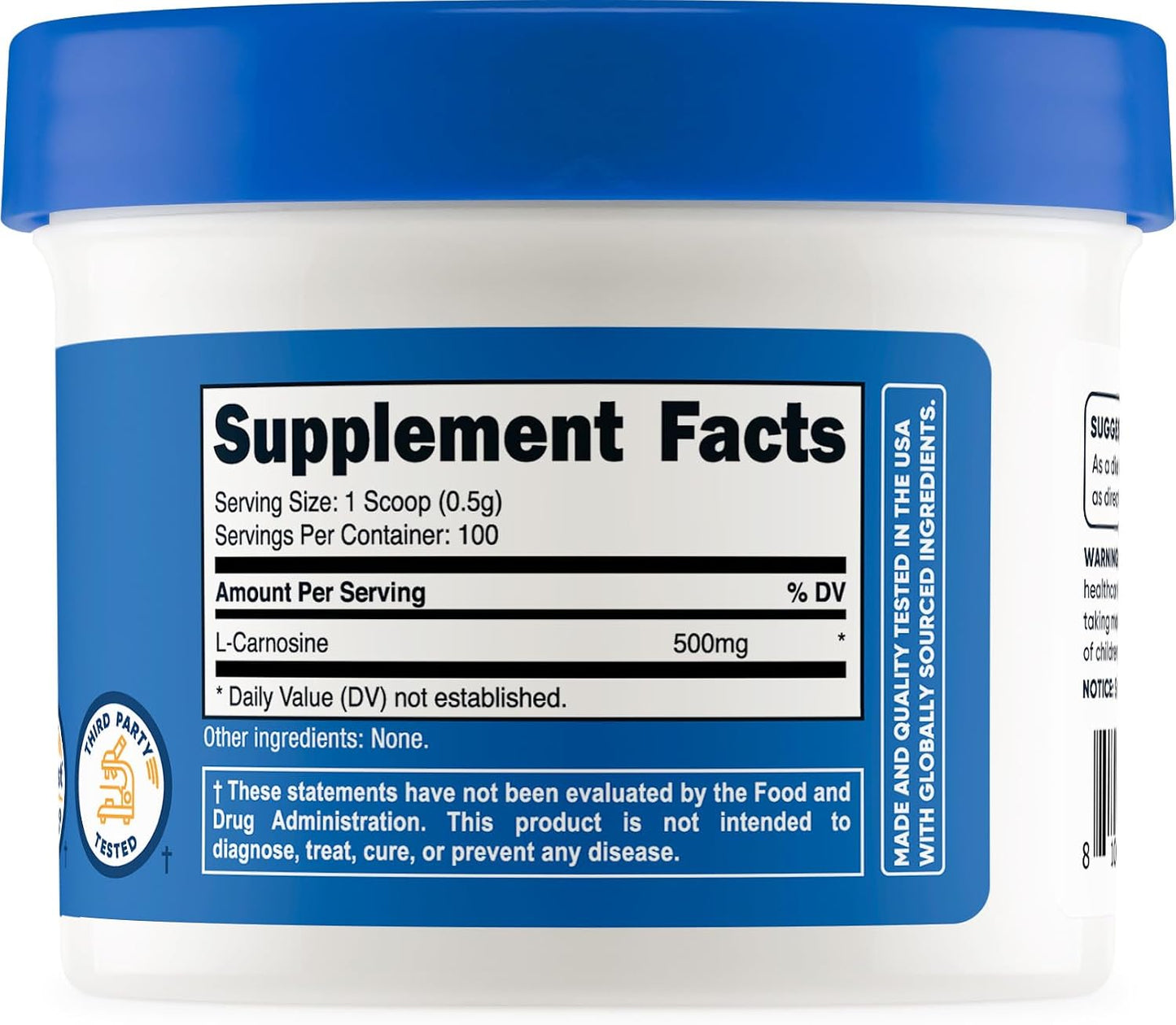 Nutricost L-Carnosine Powder 50g (100 Servings) – Non-GMO - görsel 4