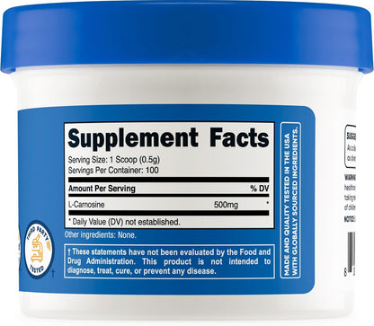 Nutricost L-Carnosine Powder 50g (100 Servings) – Non-GMO