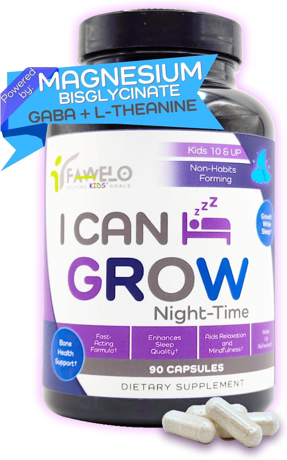 I Can Grow Night-time Children's Vitamins | Sleep Aid with Magnesium Bisglycinate - görsel 1