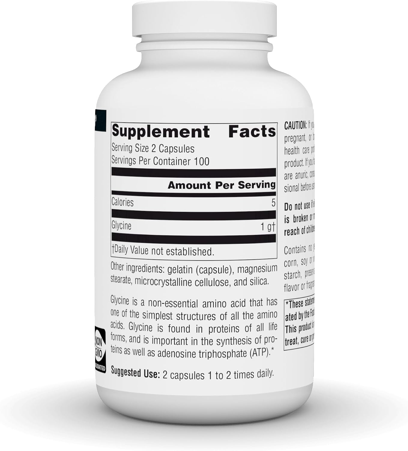Source Naturals Glycine, 500 mg, 200 Capsules - görsel 3