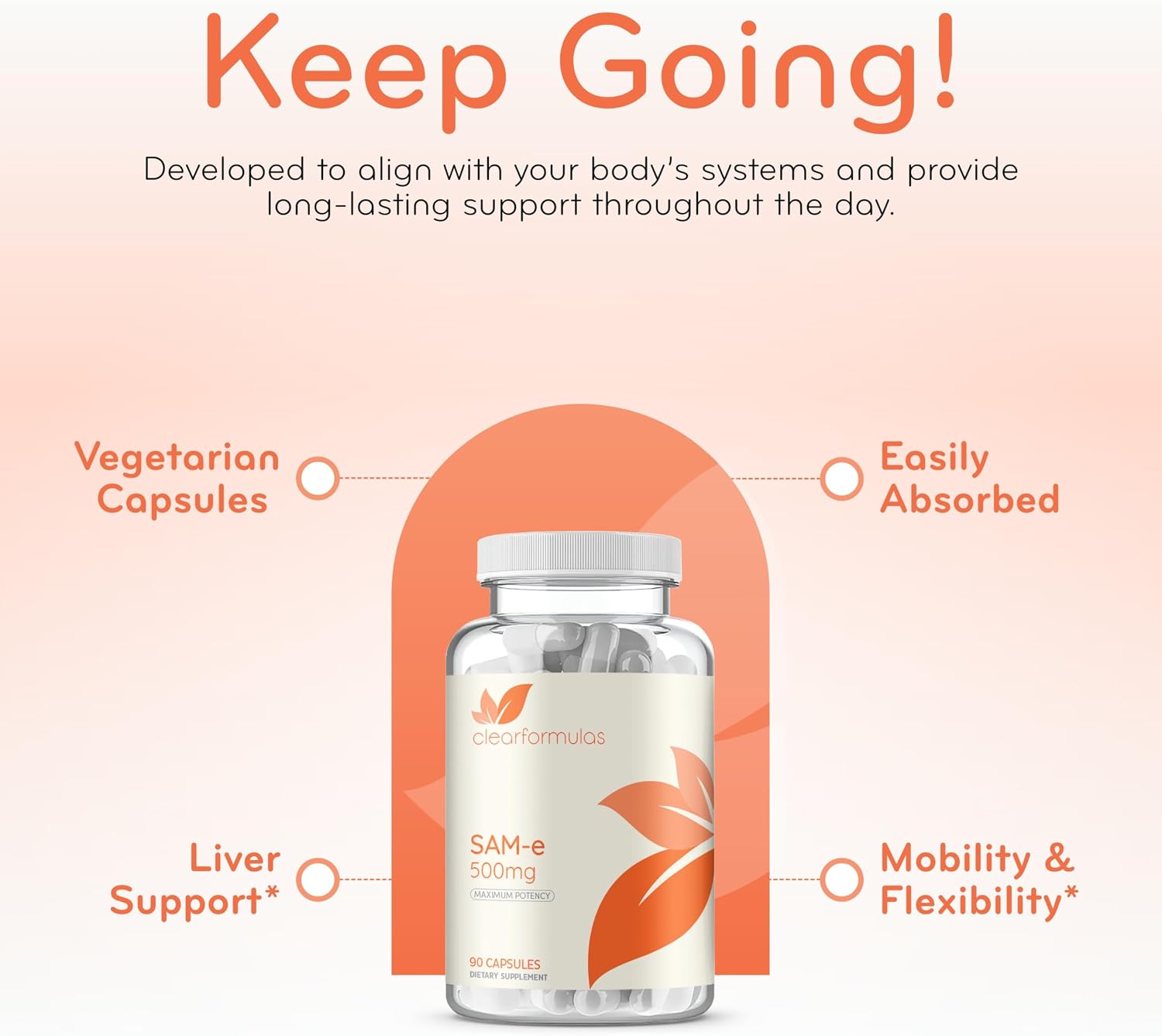 Extra Strength SAMe 500mg – S-Adenosyl-L-Methionine Supplement for Joint and Mood Support (90 Capsules) - görsel 4