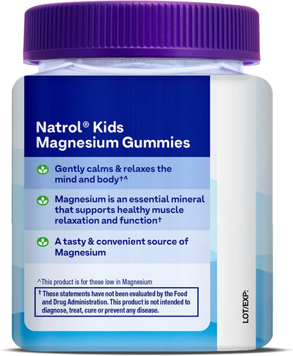 Natrol Kids Magnesium Citrate Gummies, Raspberry Flavour, 30 Chews – Food Supplement
