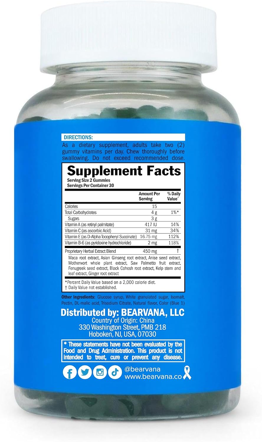 BEARVANA Peach Support Women’s Multivitamin Gummies – Berry Flavour – 60 Gummies - görsel 3
