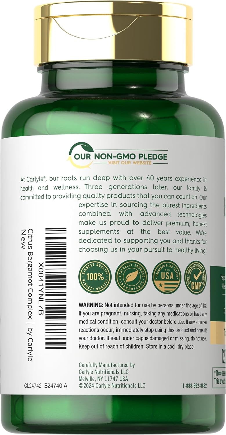 Carlyle Citrus Bergamot Supplement | Extract Complex | 120 Capsules | Non-GMO, Gluten-free - görsel 3
