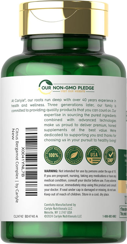 Carlyle Citrus Bergamot Supplement | Extract Complex | 120 Capsules | Non-GMO, Gluten-free