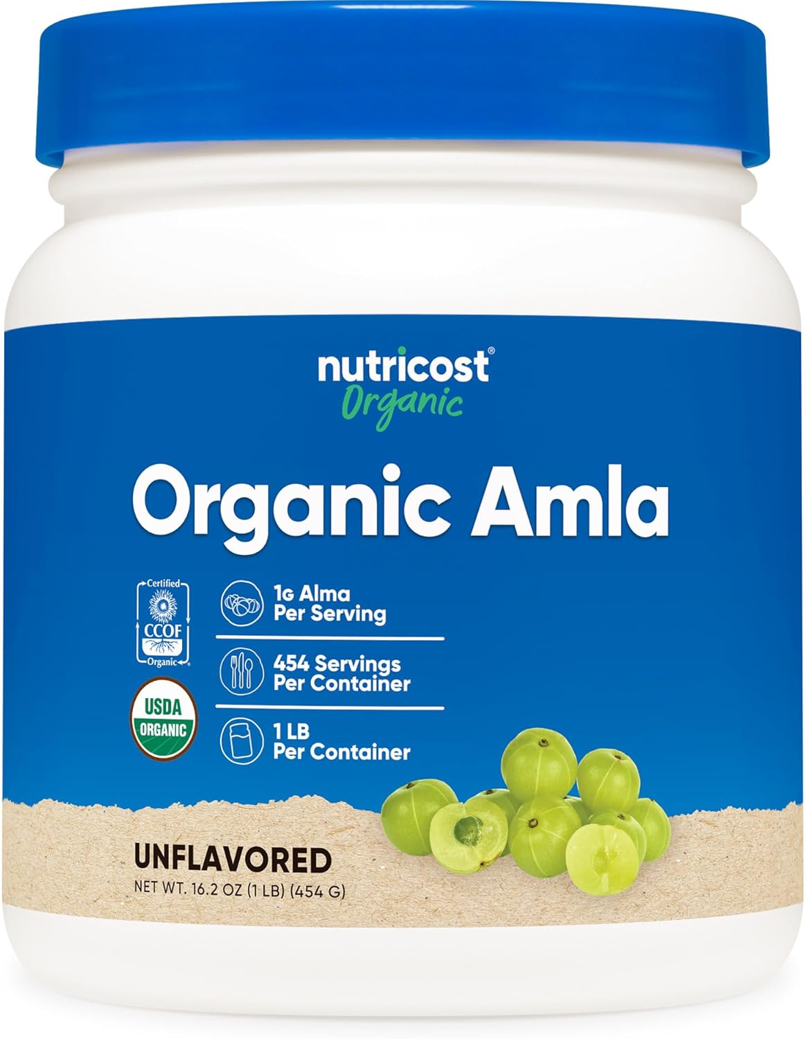 Nutricost Organic Amla Powder 454 g (1 lb) Unflavoured - 1 g per Serving, Vegan, GM-Free - görsel 1