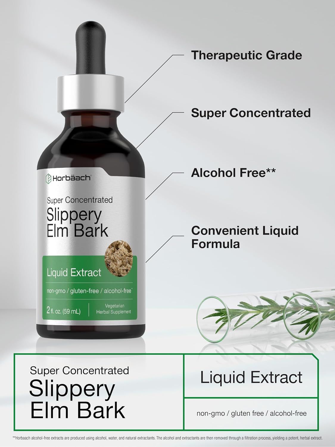 Horbäach Slippery Elm Liquid Drops | 60 ml | Alcohol-Free Bark Extract Tincture | Non-GMO, Gluten-free - görsel 4