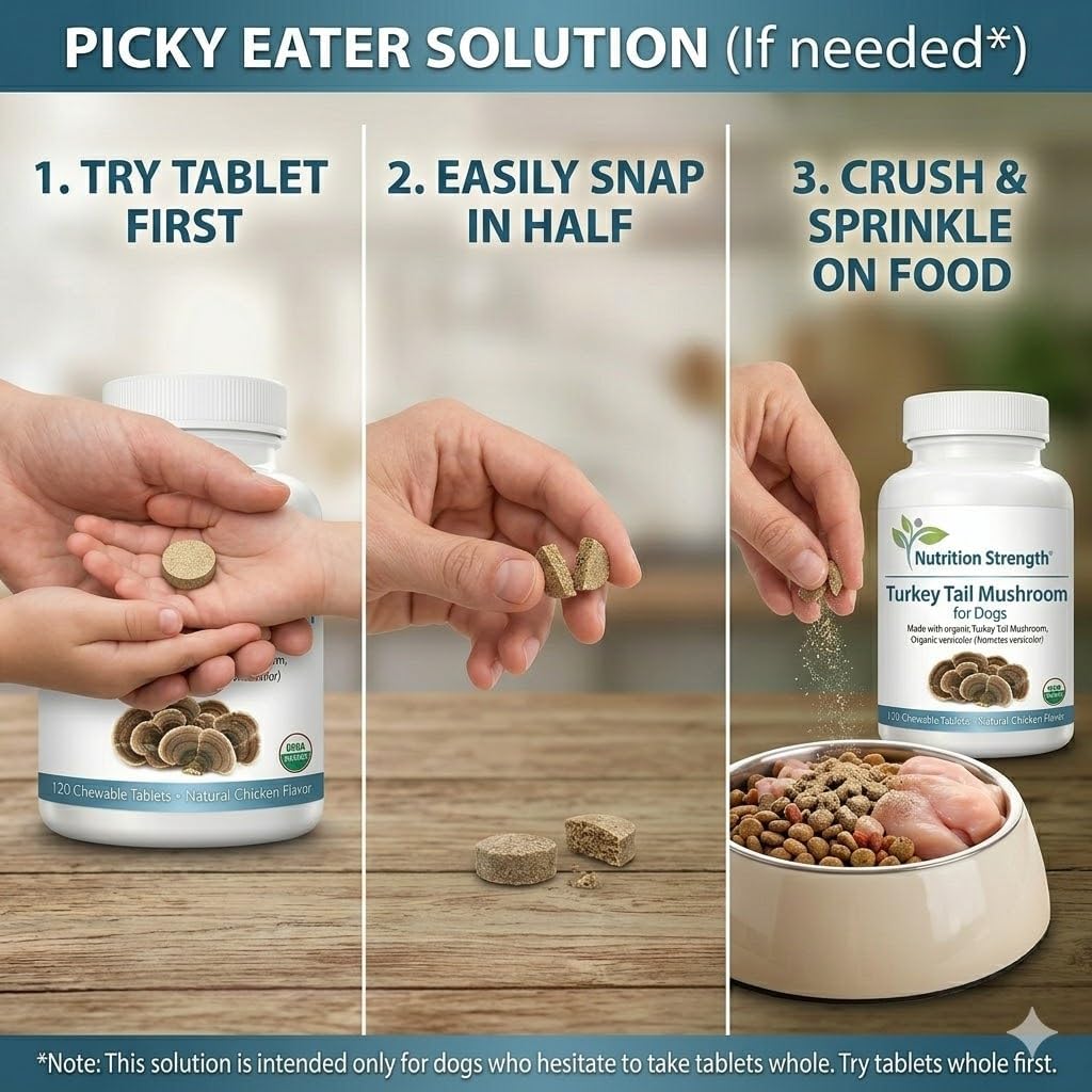 Nutrition Strength Organic Turkey Tail Mushroom for Dogs - 500mg Immune Support - 120 Chewable Tablets - görsel 8