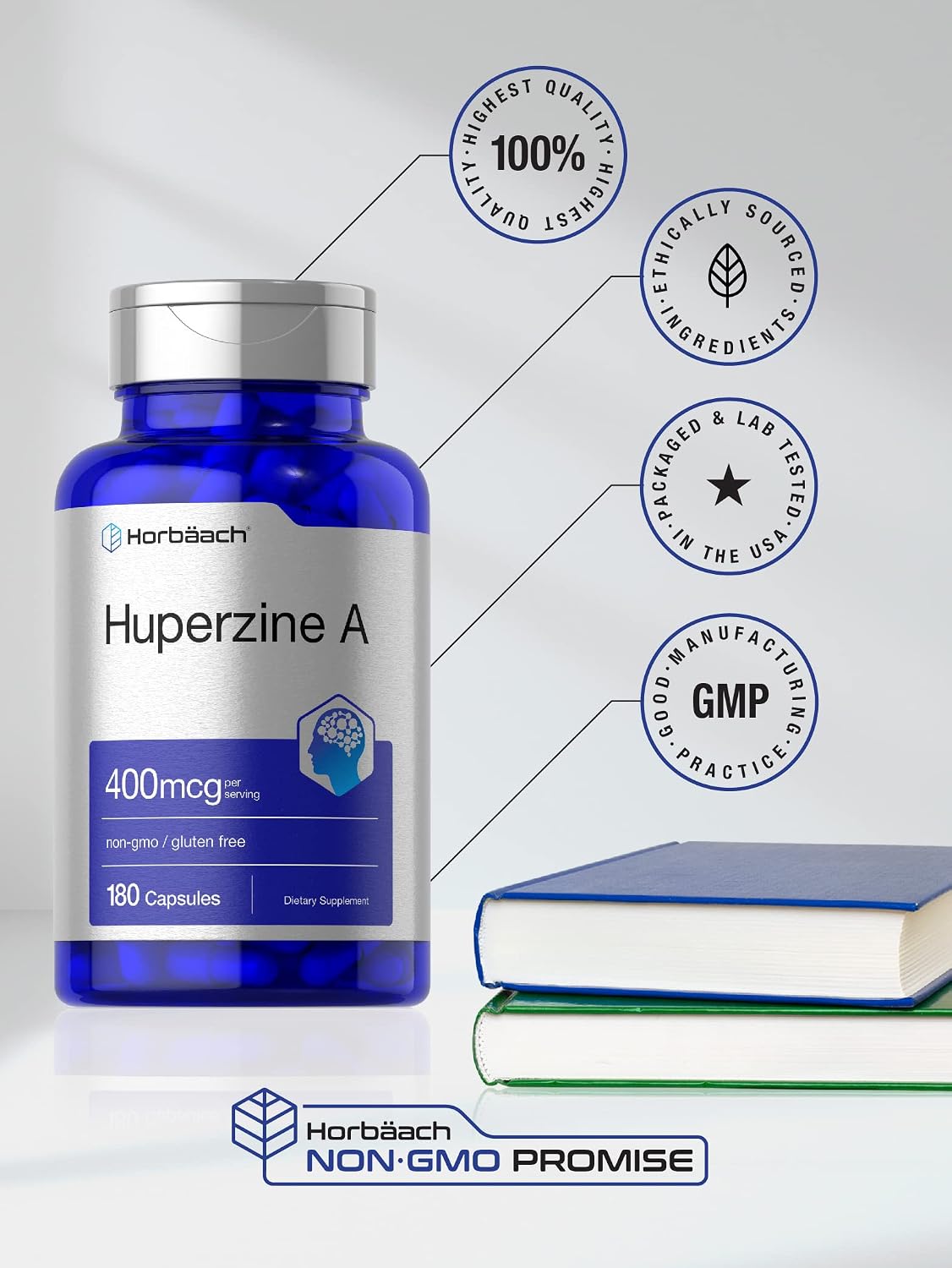 Horbäach Huperzine A 400mcg | 180 Capsules | Non-GMO, Gluten-free Food Supplement - görsel 5